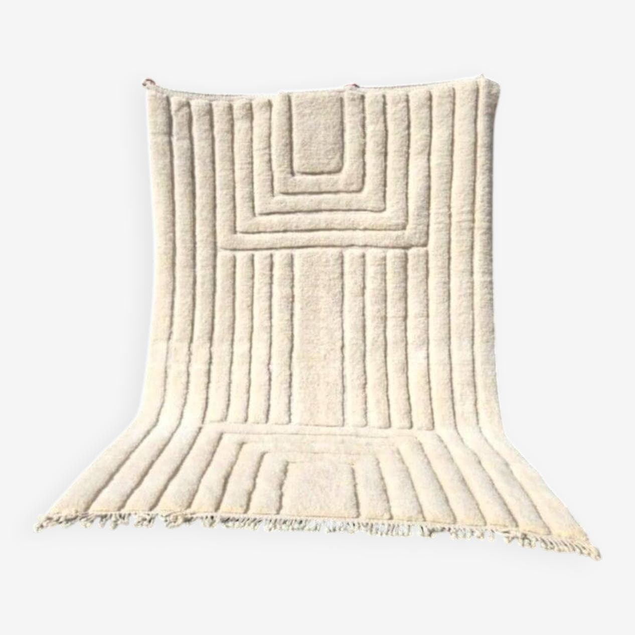 Ręcznie tkany dywan 250x150 cm, wełna, biały, Maroko - 198455