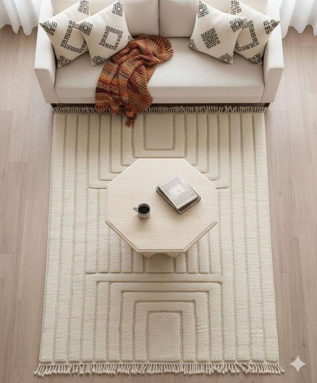 Ręcznie tkany dywan 250x150 cm, wełna, biały, Maroko - 198456