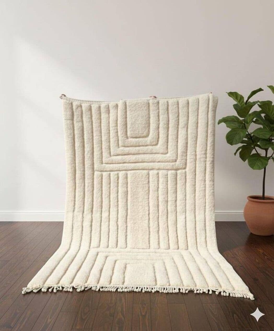 Ręcznie tkany dywan 250x150 cm, wełna, biały, Maroko - 198458