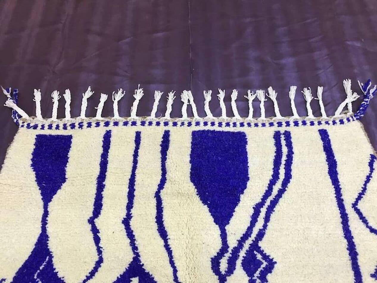 Ręcznie tkany dywan 250x150 cm, wełna, kremowy, niebieski, Maroko - 200758