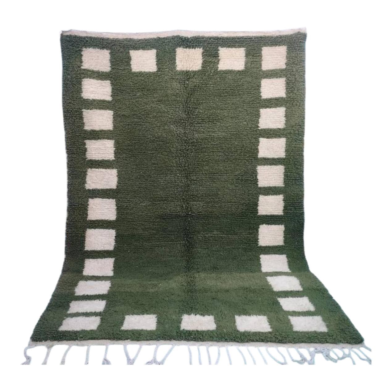 Ręcznie tkany dywan 250x150 cm, wełna, oliwkowy, Maroko