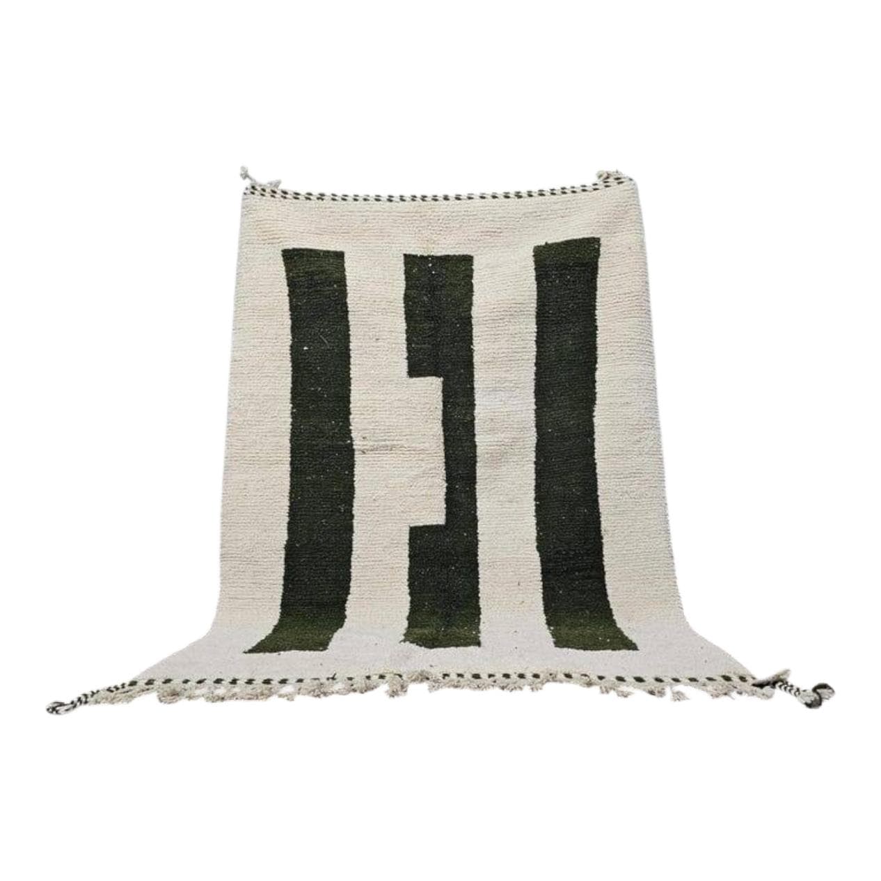 Handwoven rug 200x300 cm, wool, white, black, green, Morocco