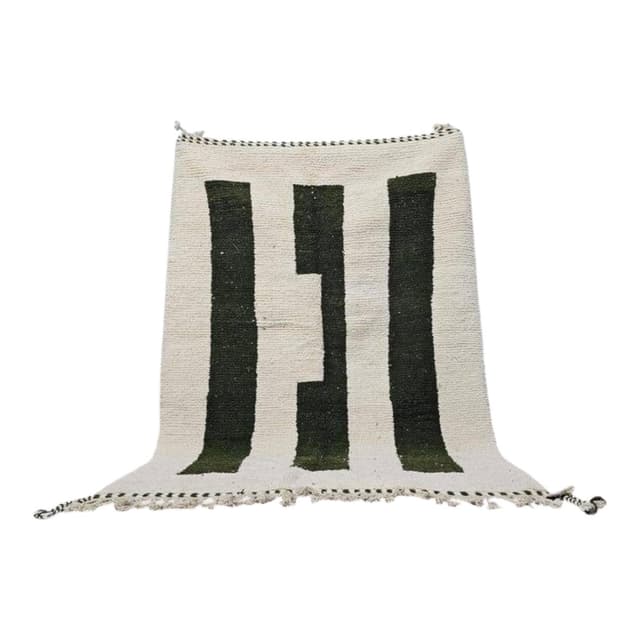 Handwoven rug 200x300 cm, wool, white, black, green, Morocco - DIMENSION