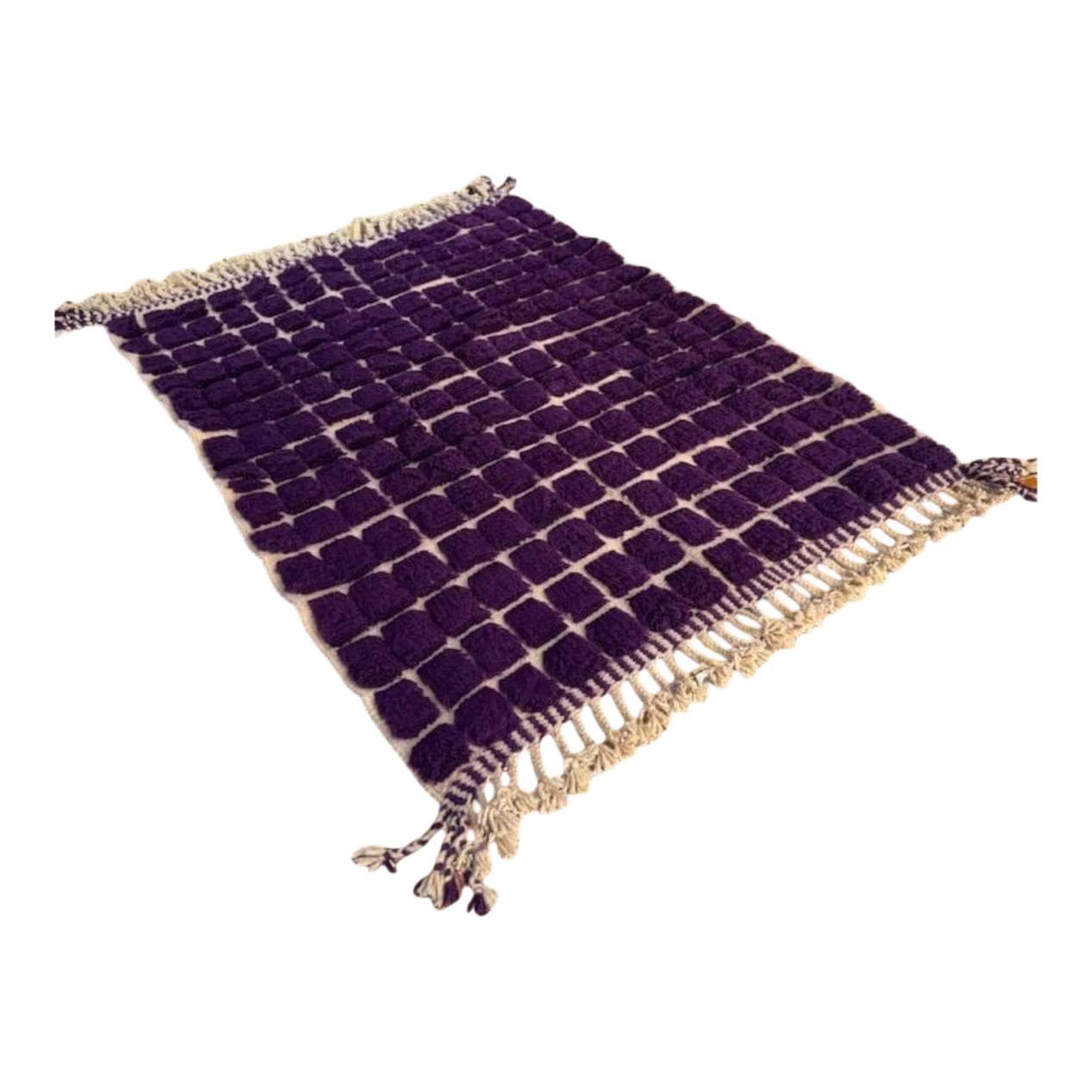 Ręcznie tkany dywan 100x200 cm, wełna, fioletowy, Maroko