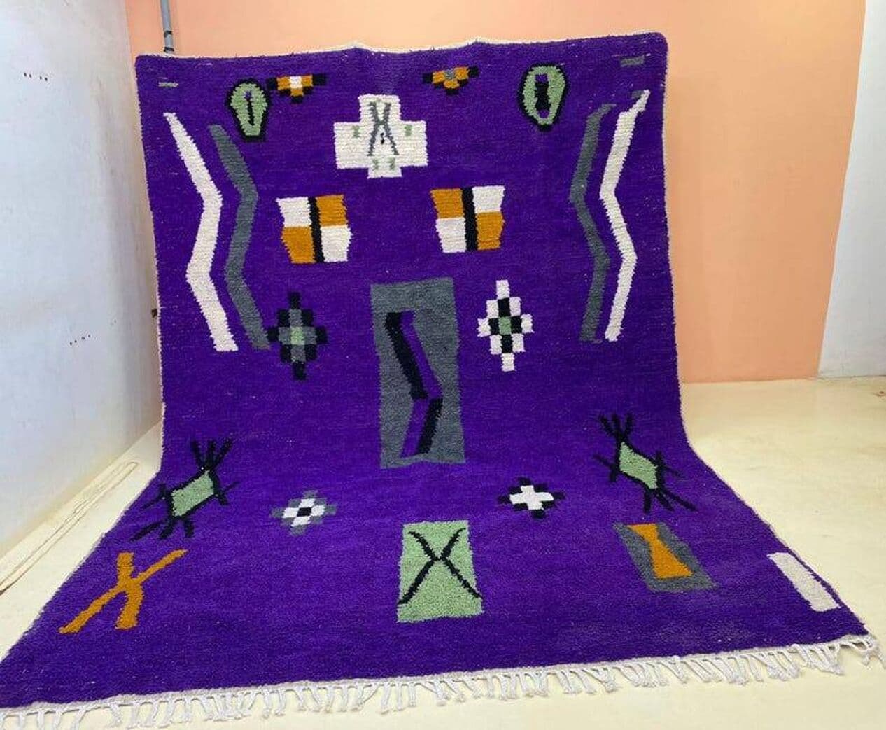 Ręcznie tkany dywan 250x150 cm, wełna, multikolor, Maroko - 202540