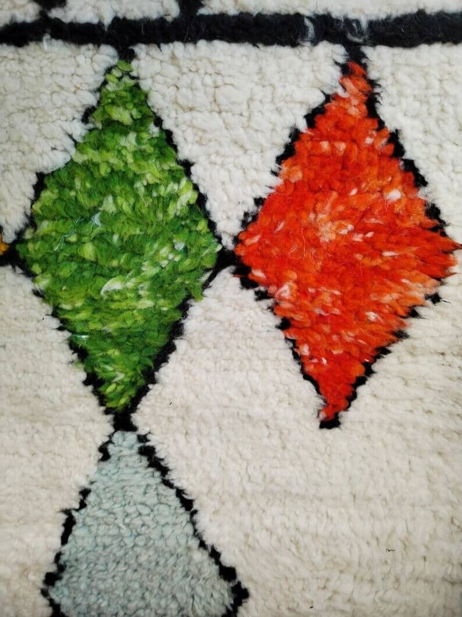 Ręcznie tkany dywan 250x150 cm, wełna, ecru, wielokolorowy, Maroko - 202475