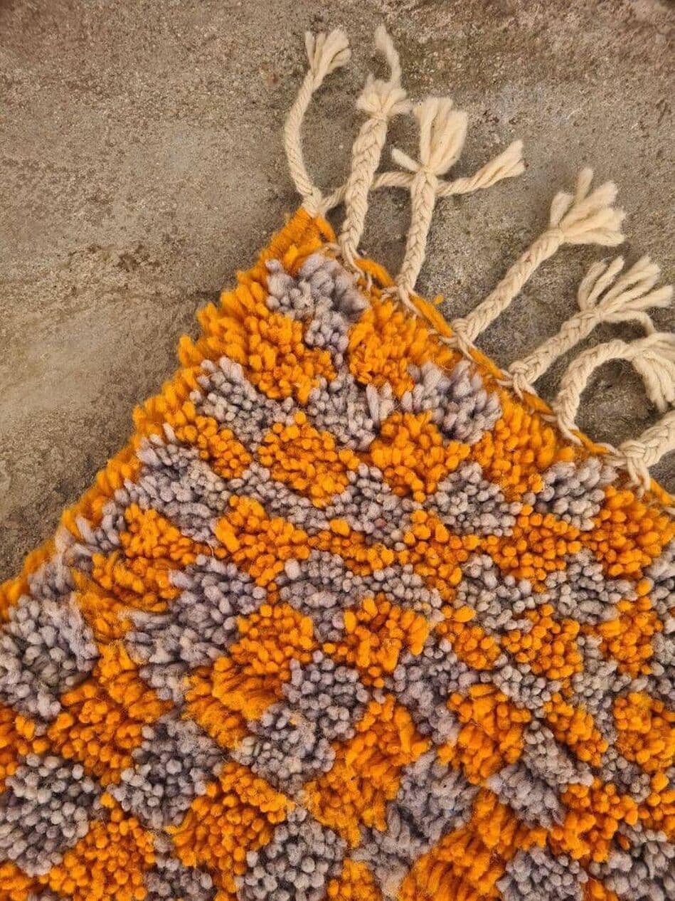 Ręcznie tkany dywan 200x100 cm, wełna, pomarańczowy, Maroko - 202297