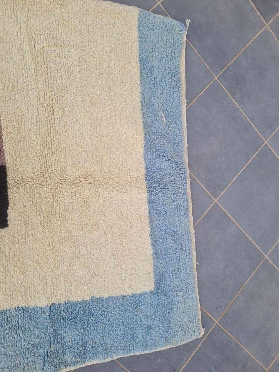 Ręcznie tkany dywan 250x150 cm, wełna, beżowy, niebieski, burgund, czarny, Maroko - 202175