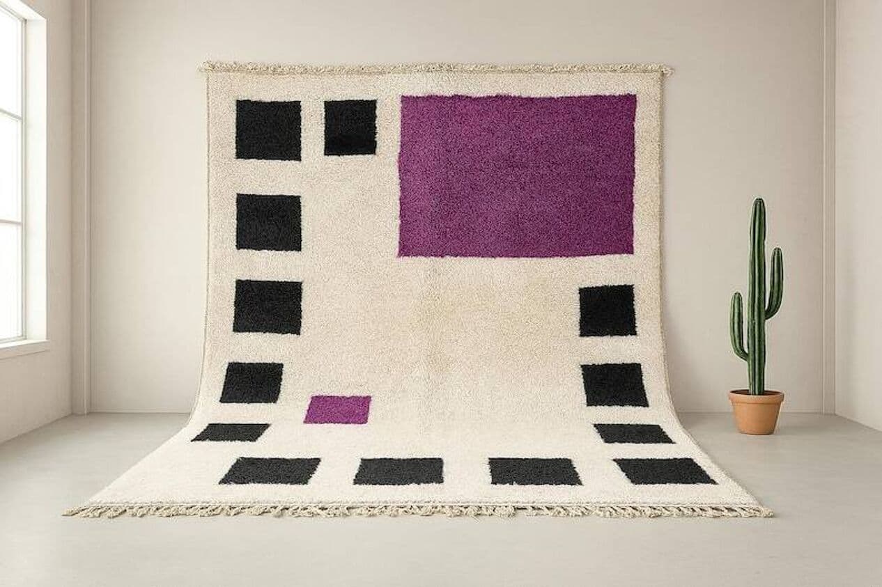 Ręcznie tkany dywan 200x250 cm, wełna, biały, Maroko - 202162