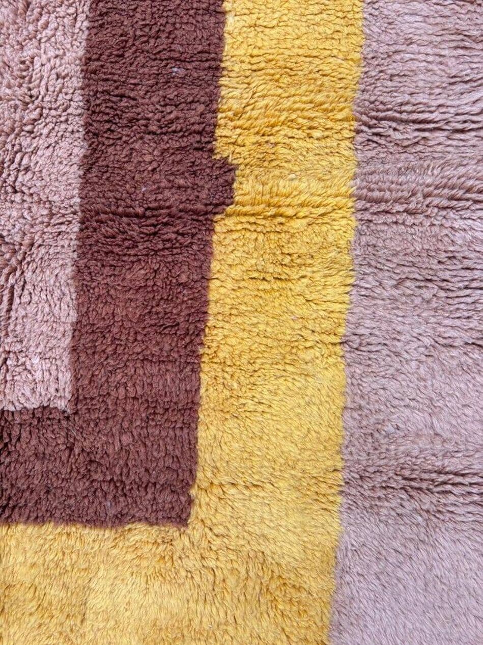 Ręcznie tkany dywan 200x300 cm, wełna, beżowy, brązowy, żółty, Maroko - 202120