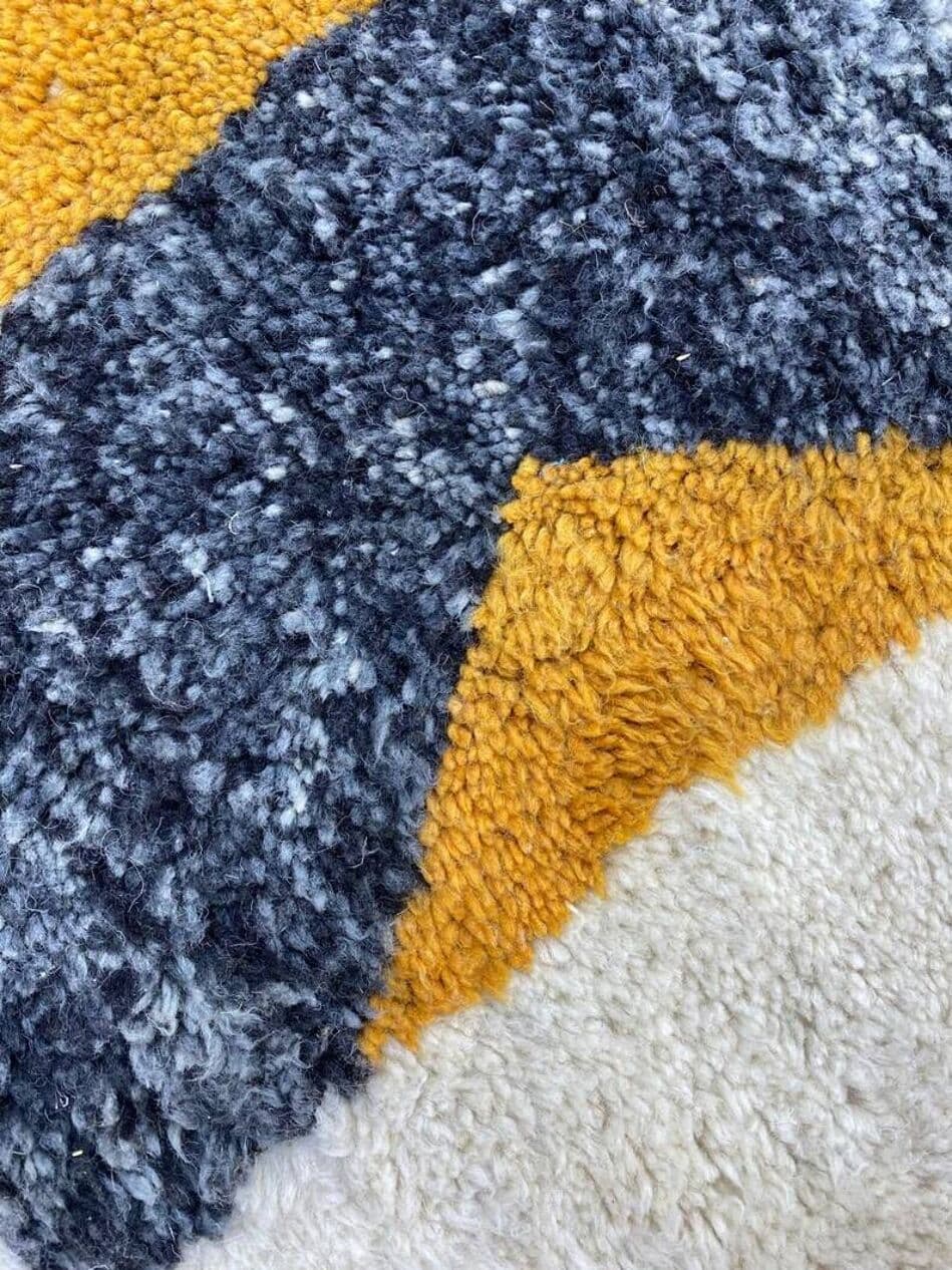 Ręcznie tkany dywan 250x150 cm, wełna, kremowy, szary, bursztynowy, Maroko - 202113