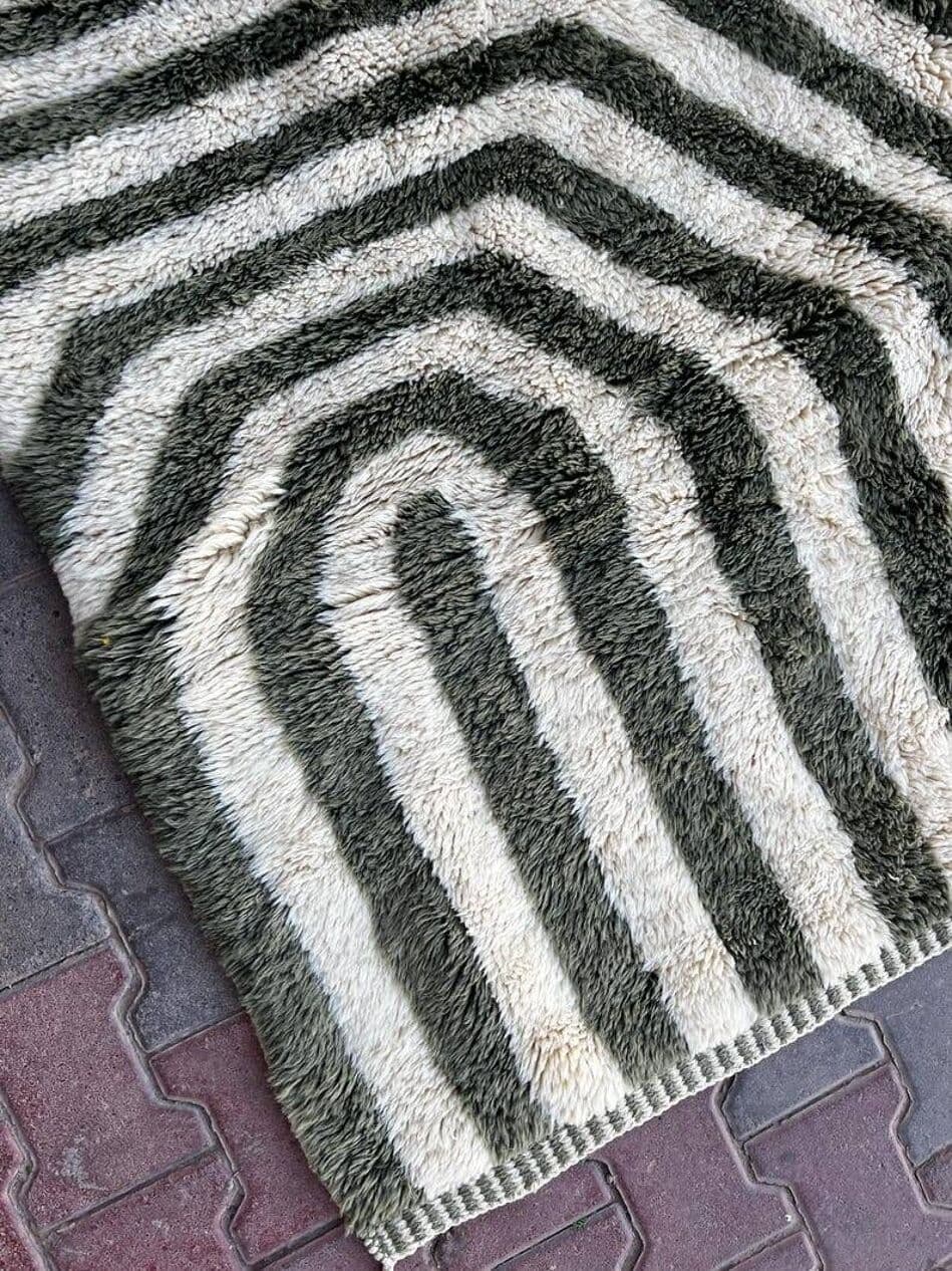 Ręcznie tkany dywan 160x260 cm, wełna, szary, kremowy, Maroko - 202065