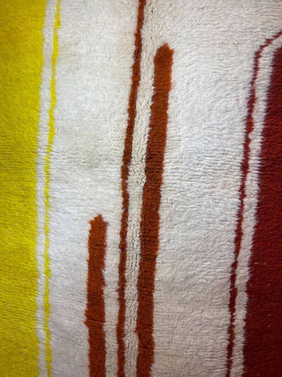 Ręcznie tkany dywan 250x150 cm, wełna, kremowy, żółty, czerwony, Maroko - 202054