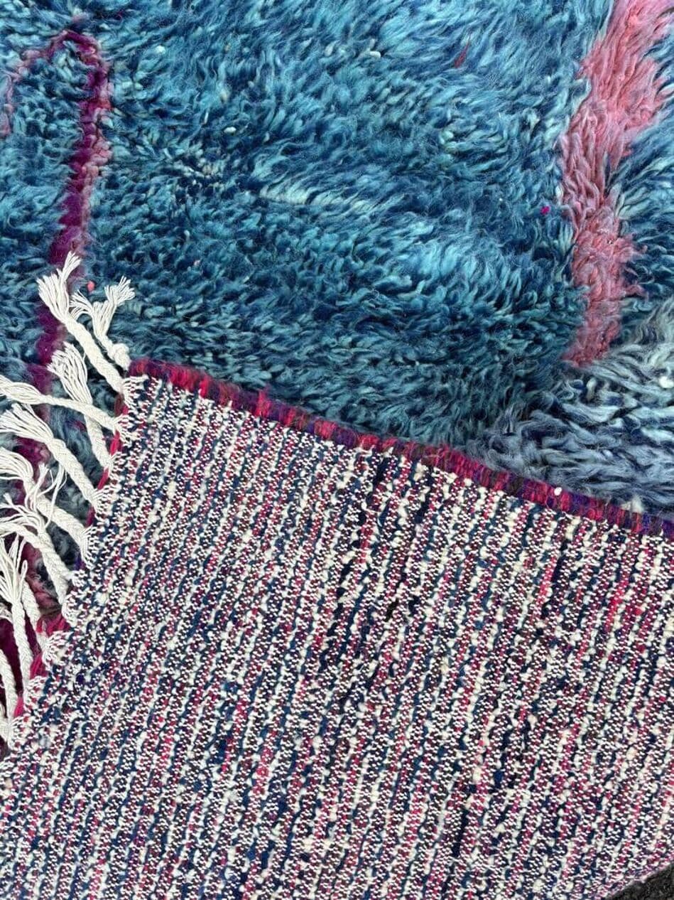 Ręcznie tkany dywan 250x150 cm, wełna, niebieski, różowy, kremowy, Maroko - 203124