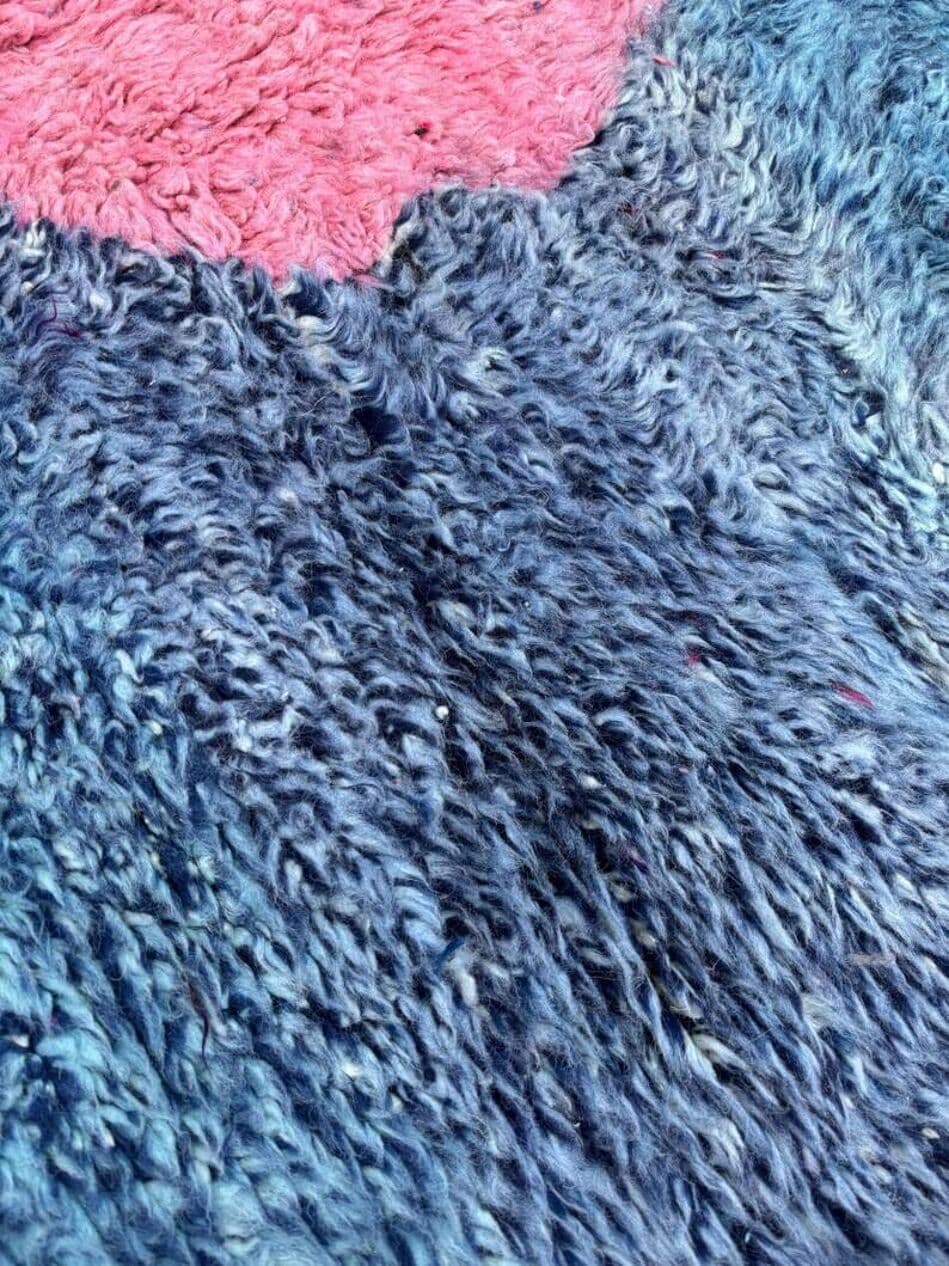 Ręcznie tkany dywan 250x150 cm, wełna, niebieski, różowy, kremowy, Maroko - 203123