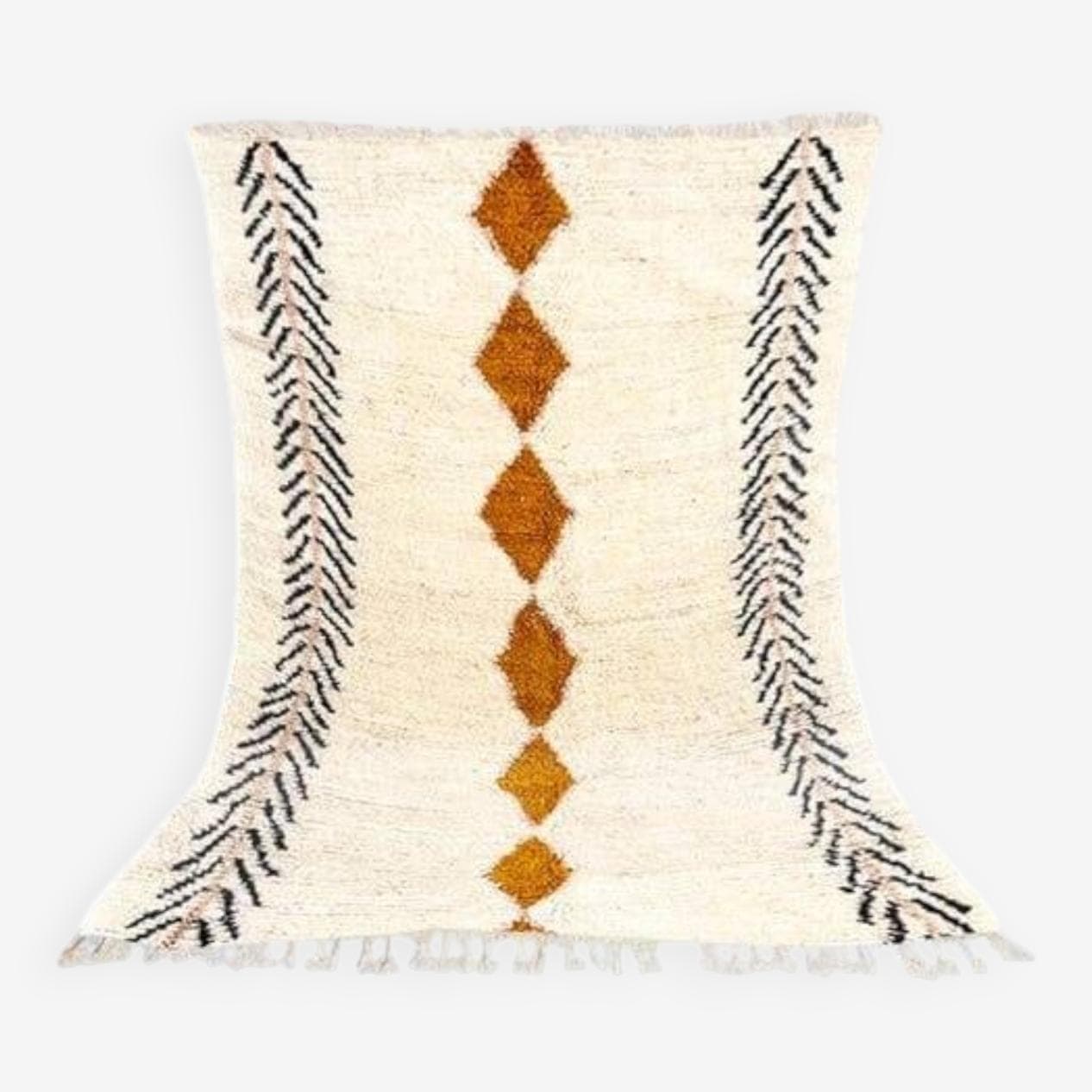 Ręcznie tkany dywan 140x260 cm, wełna, biały, Maroko - 205558