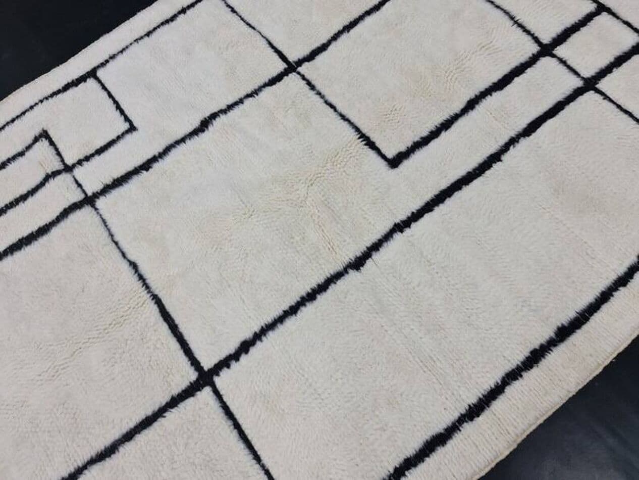 Ręcznie tkany dywan 200x300 cm, wełna, biały, Maroko - 205028