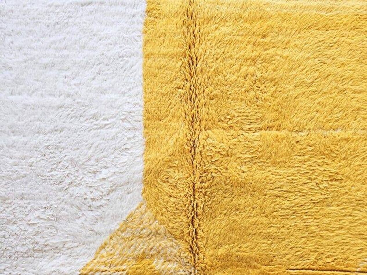 Ręcznie tkany dywan 100x200 cm, wełna, żółty, kremowy, Maroko - 204262