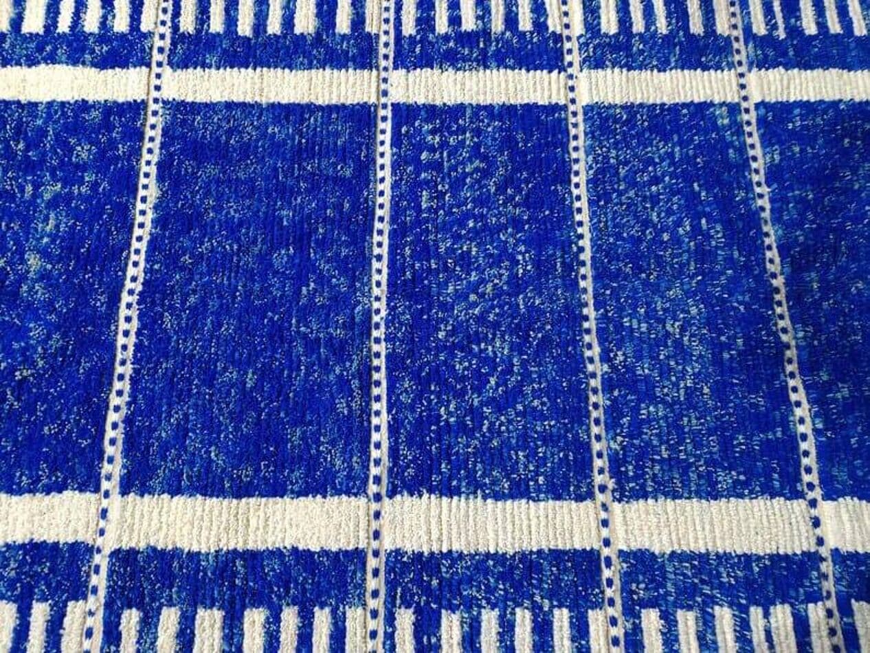 Ręcznie tkany dywan 100x200 cm, wełna, niebieski, biały, Maroko - 204190