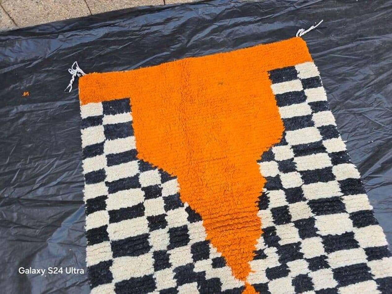 Ręcznie tkany dywan 160x240 cm, wełna, pomarańczowy, Maroko - 203900