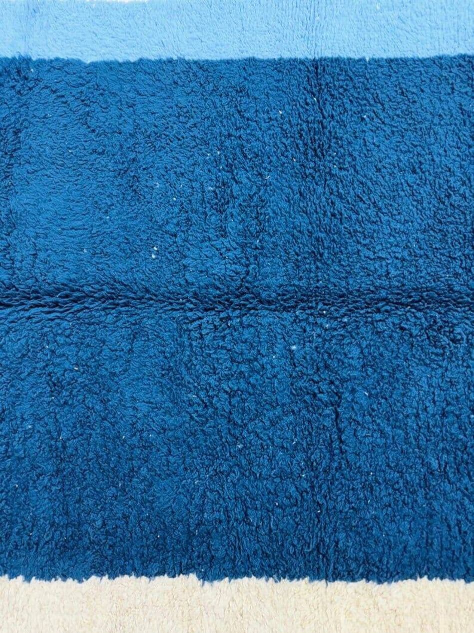 Ręcznie tkany dywan 200x300 cm, wełna, niebieski, kremowy, czerwony, Maroko - 205743