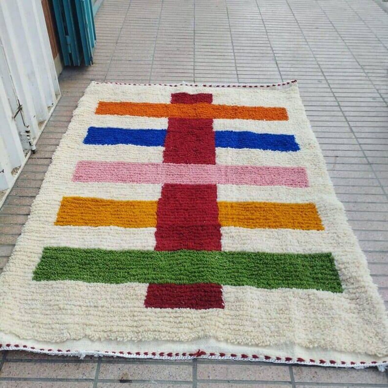 Hand-woven rug 150x250 cm, wool, multicolour, Morocco - 206474