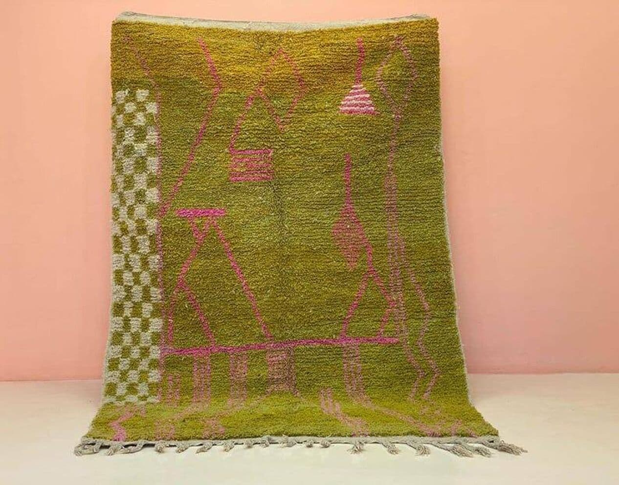 Handwoven rug 140x260 cm, wool, golden, Morocco - 207913