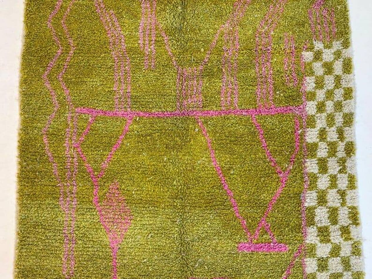 Handwoven rug 140x260 cm, wool, golden, Morocco - 207915