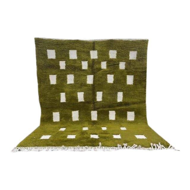 Ręcznie tkany dywan 150x250 cm, wełna, zielony, Maroko - WYMIARY