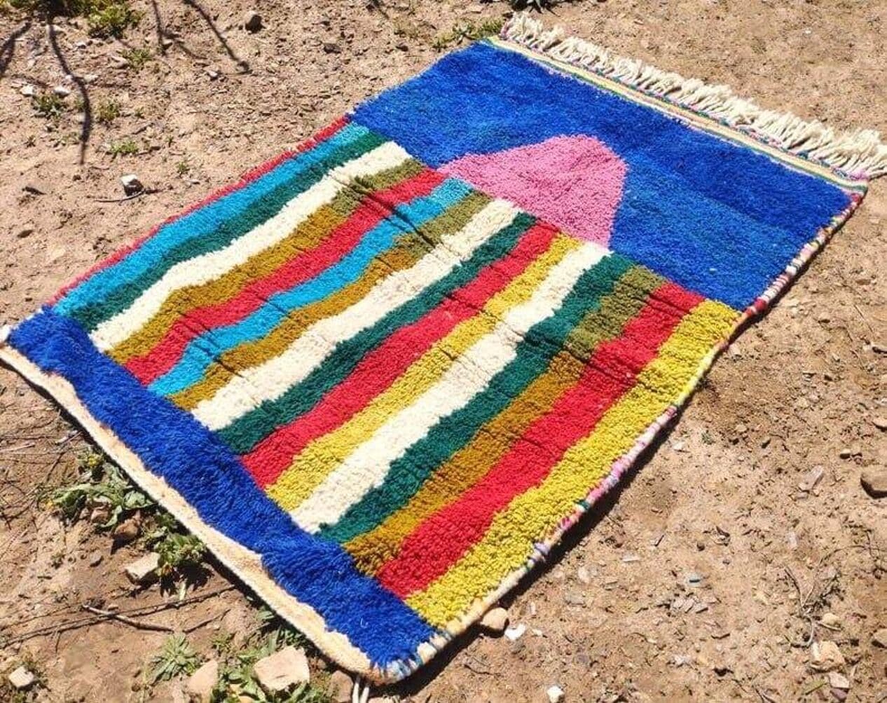 Ręcznie tkany dywan 160x240 cm, wełna, multikolor, Maroko - 209583