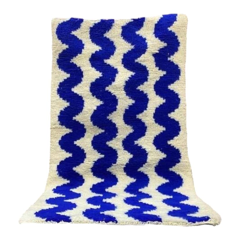 Ręcznie tkany dywan 200x300 cm, wełna, niebieski, Maroko