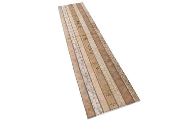 Chodnik 266x61 cm, beżowy, zielony, bawełna, Turcja, lata 60.