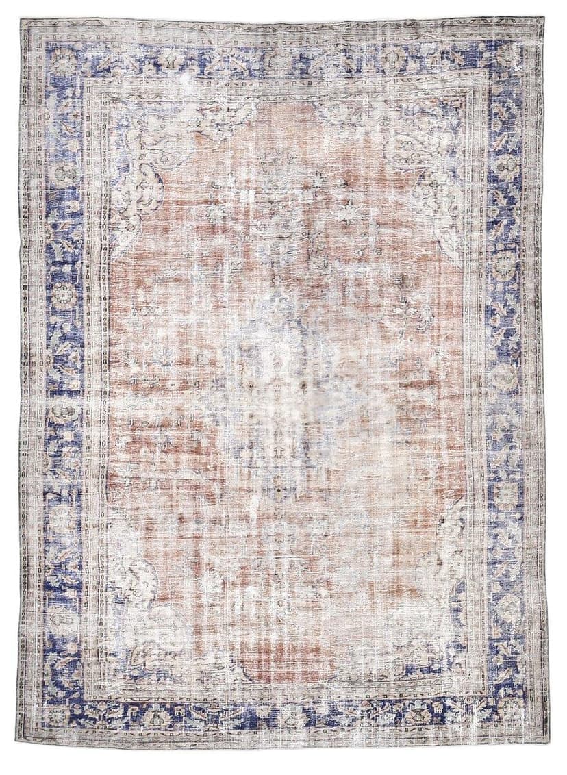 Dywan 350x253 cm, pomarańczowy, niebieski, wełna, lata 60.