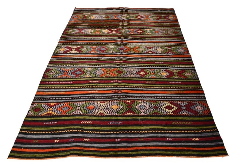 Kilim 176x264 cm, brązowy, wełna, Turcja, lata 70.