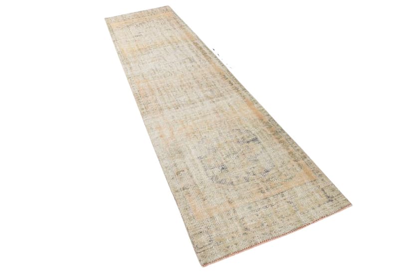 Chodnik 88x354 cm, beżowy, wełna, lata 60.