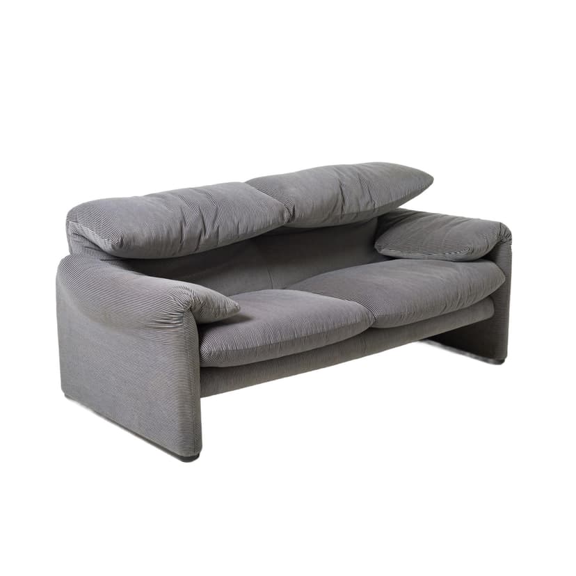 Sofa Maralunga, szary, tkanina, proj. V. Magistretti, Cassina, Włochy, lata 80.