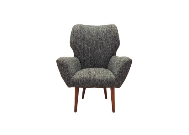 Armchair, grey fabric, wood, Italy, 1970s.