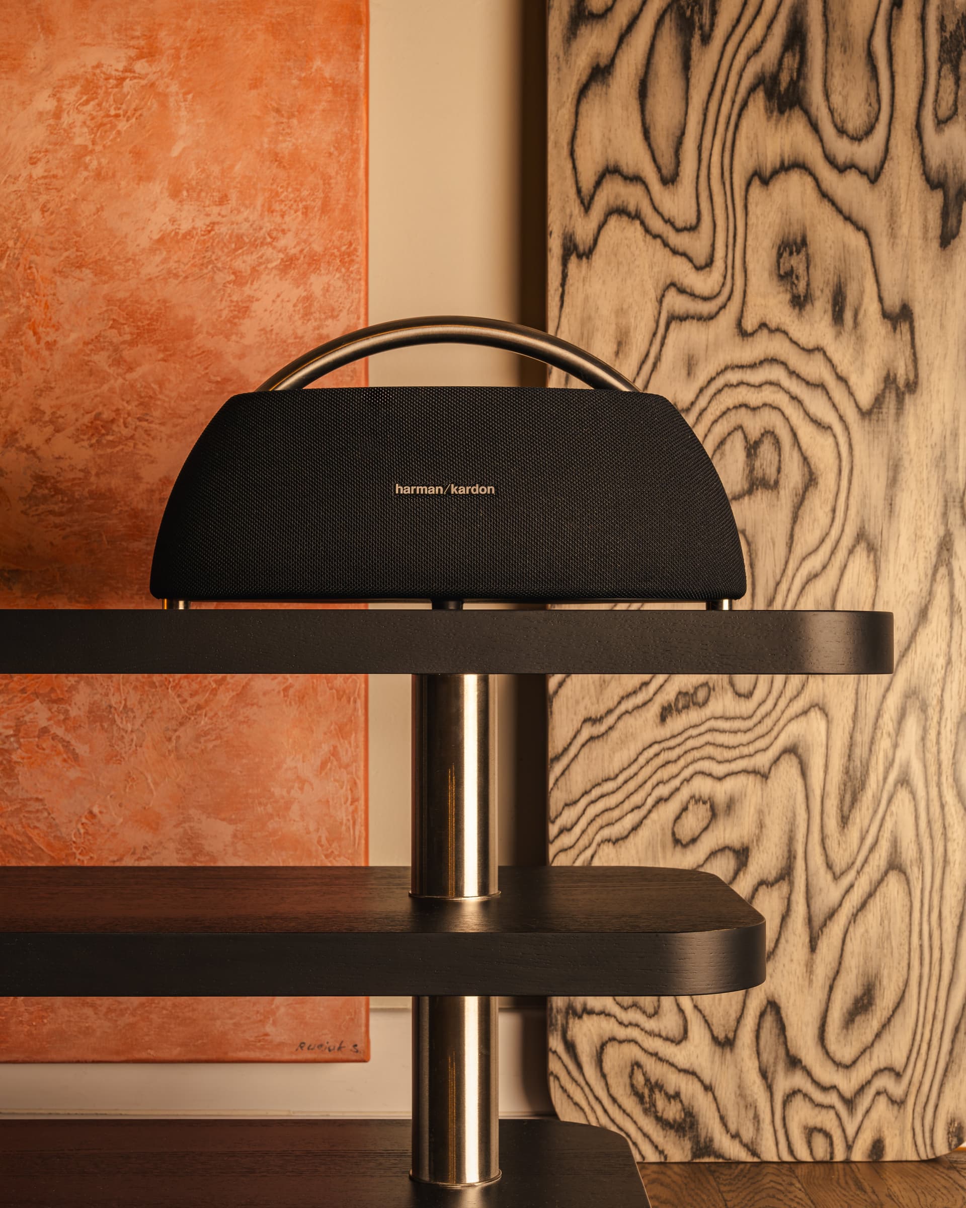 Szafka RTV Rel czarny i stal szczotkowana, Feum - 33332