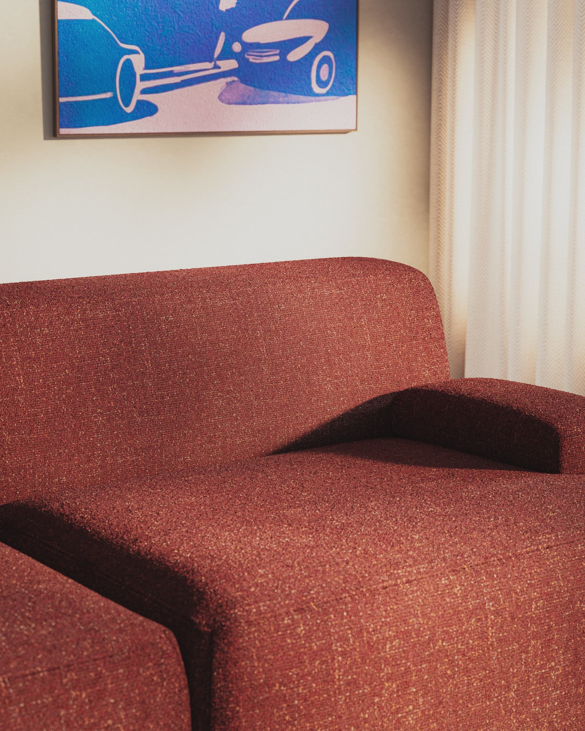 Umi modular corner sofa 295x95x65 cm maroon red 3-seater, by Feum Studio, FEUM - 34376