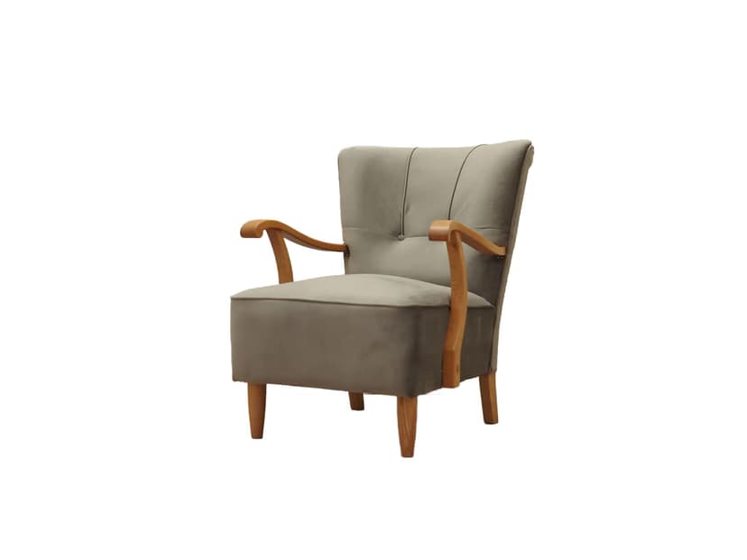 Armchair, grey velvet, beech, Denmark, 1960s
