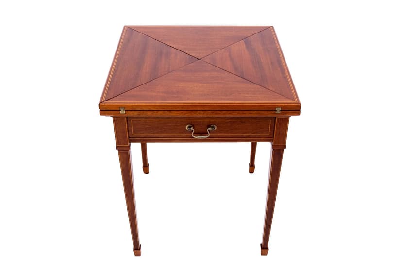 Stolik do gry rozkładany, brązowy, drewno, Europa Zachodnia, XIX wiek