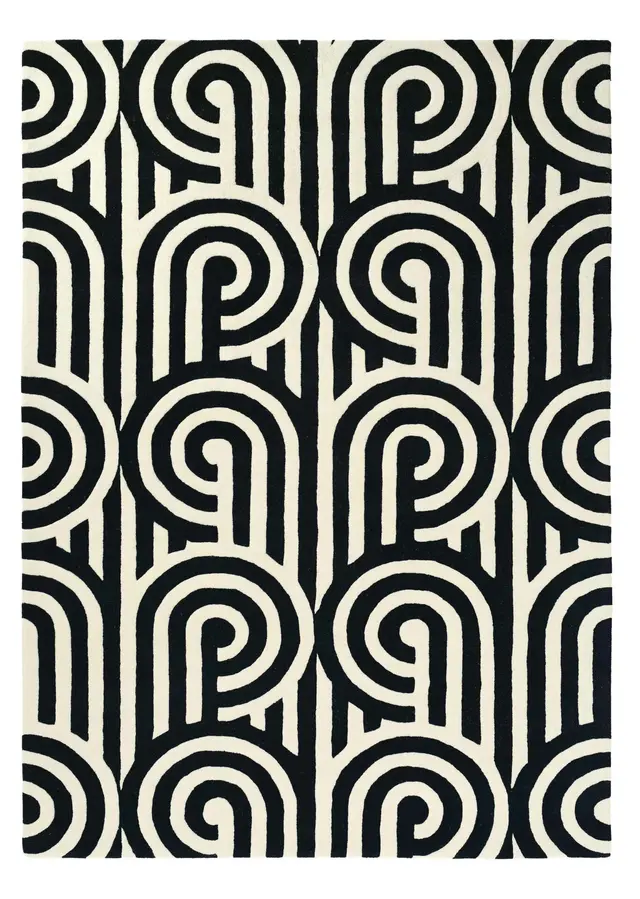 Rug Turnabouts Black 120x180 cm black, white, wool, Florence Broadhurst - DIMENSION