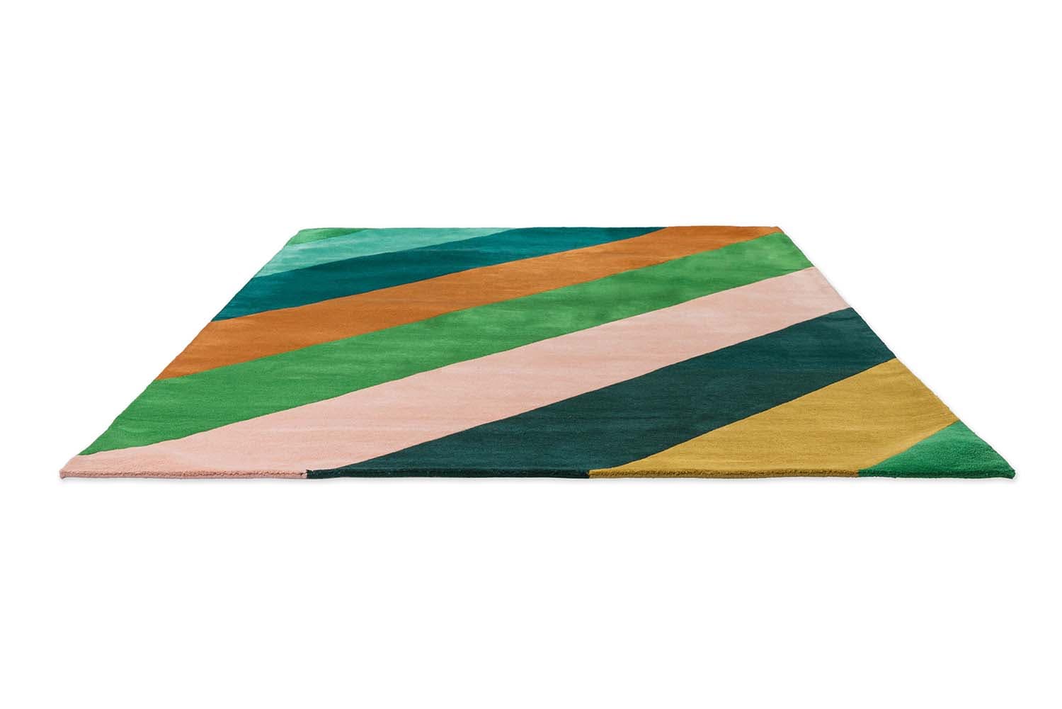 Rug Sherbet Stripe Emerald/Amber 200x280 cm, green, orange, multicolor, wool, Harlequin - 53570