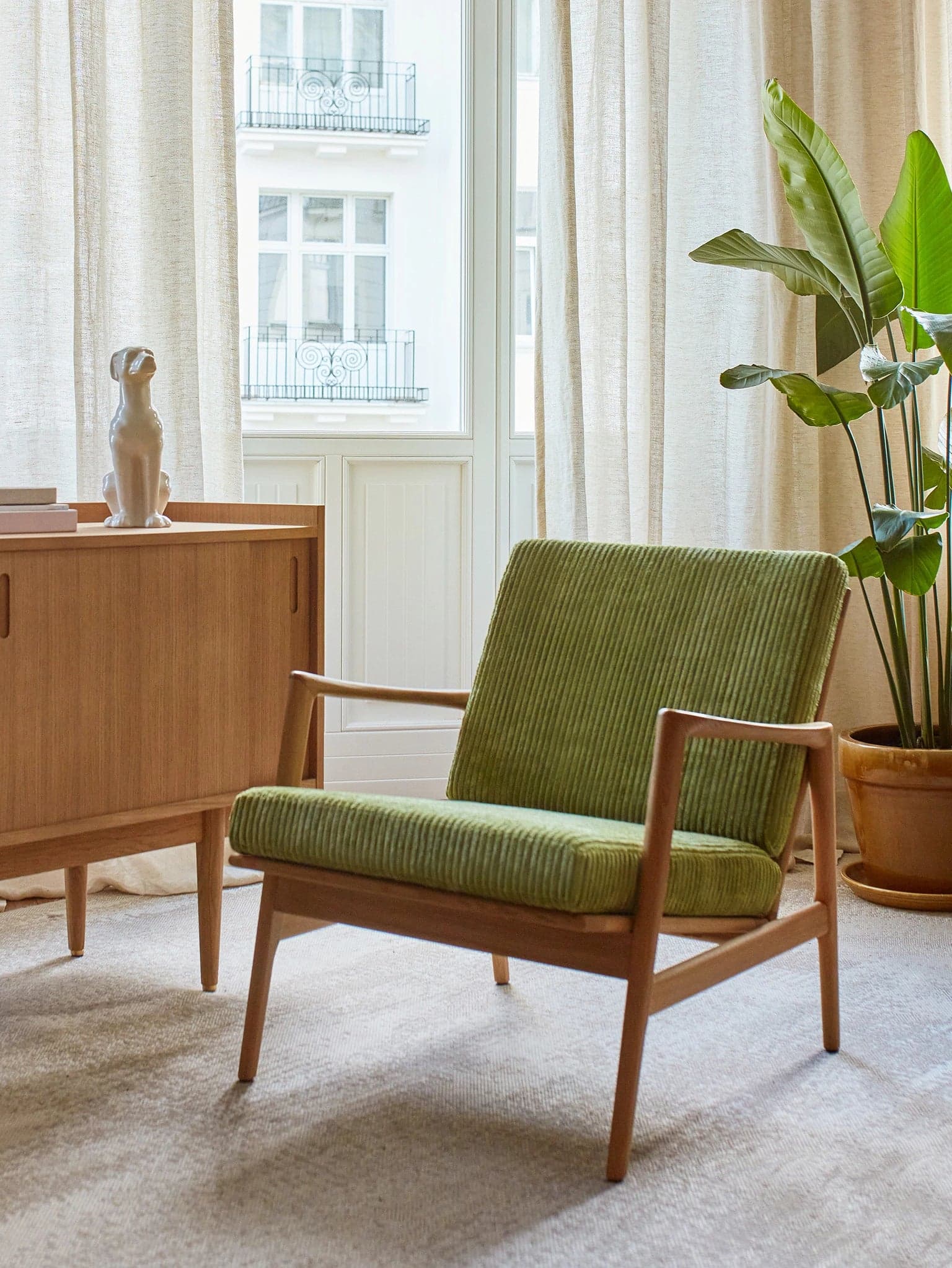 Fotel Stefan, Cord Creme, dąb 03 Dark, 366 Concept - 64417