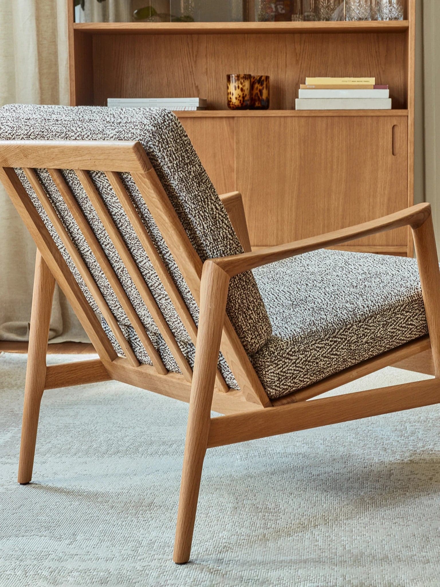 Stefan Armchair 70x79x76 cm oak Braid Indigo fabric blue, , - 64430