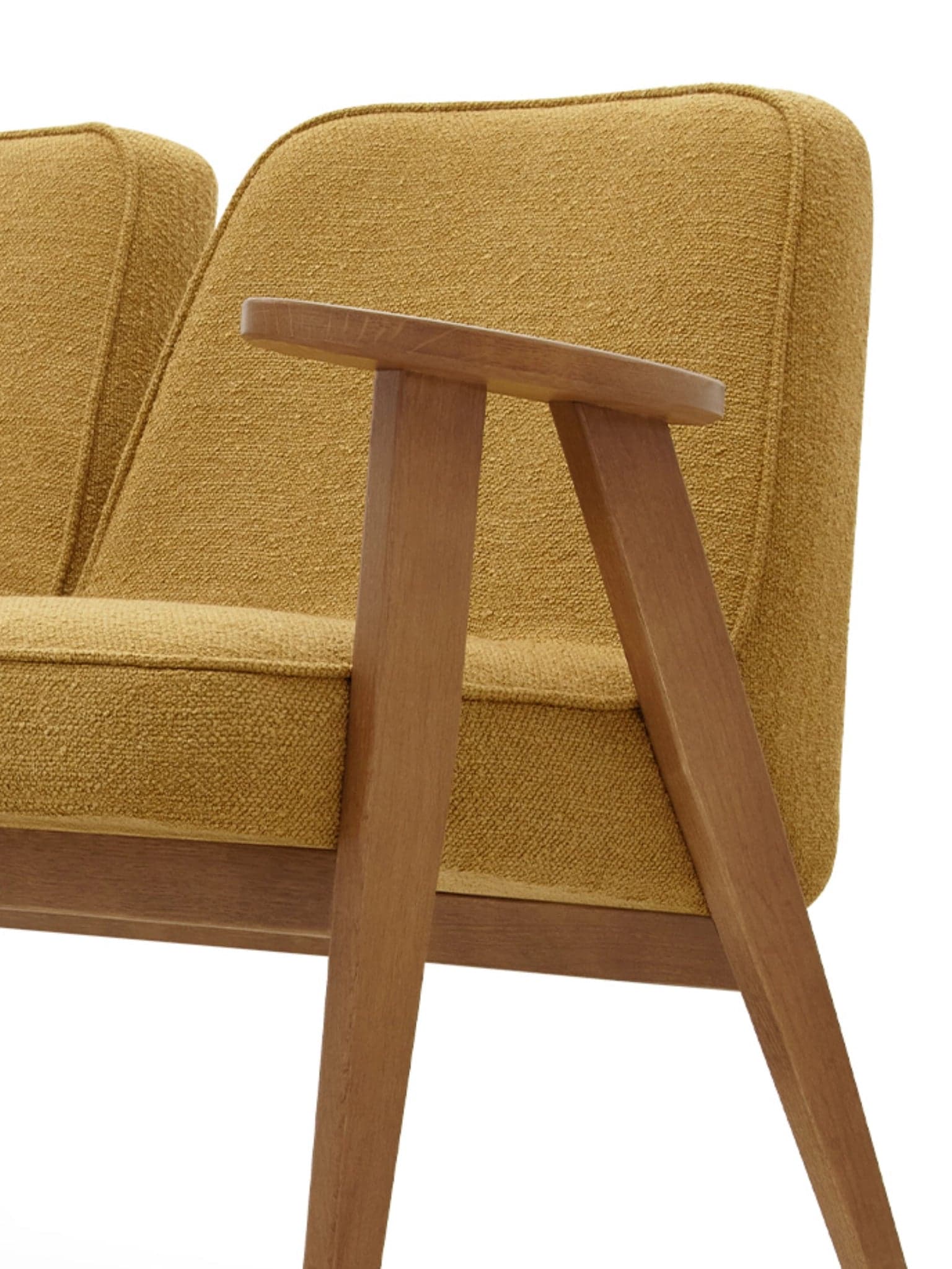 Sofa dwuosobowa 366 Boucle Mustard, dąb 03 Dark, proj. J. Chierowski, 366 Concept - 65389