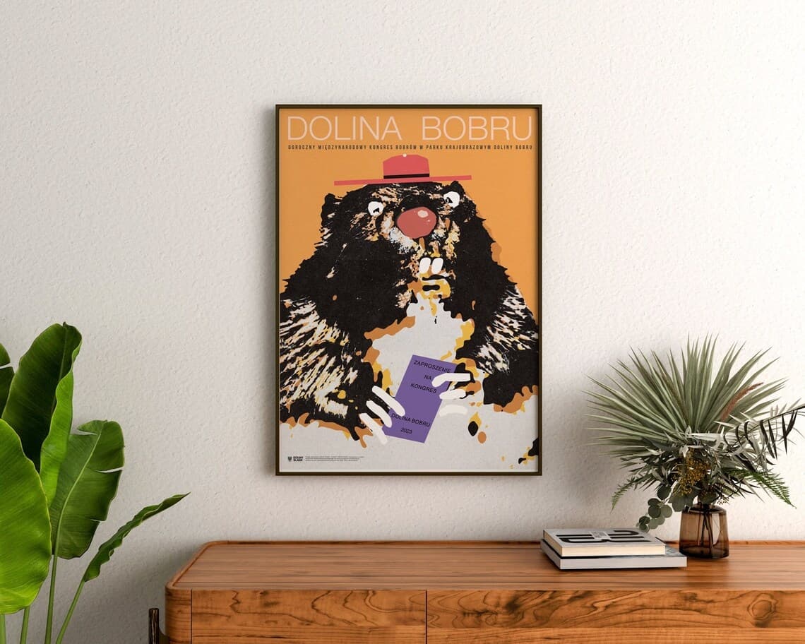 Plakat Dolina Bobru, doroczny międzynarodowy kongres bobrów w parku krajobrazowym Doliny Bobru, plakat turystyczny, Dolny Śląsk, 50x70 cm, aut. J. Zasada, Jakub Zasada - 68272