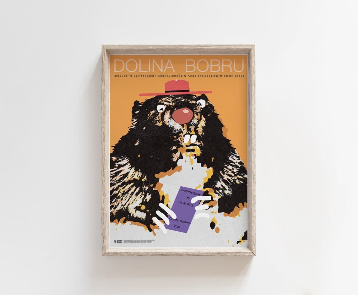 Plakat Dolina Bobru, doroczny międzynarodowy kongres bobrów w parku krajobrazowym Doliny Bobru, plakat turystyczny, Dolny Śląsk, 50x70 cm, aut. J. Zasada, Jakub Zasada - 68271