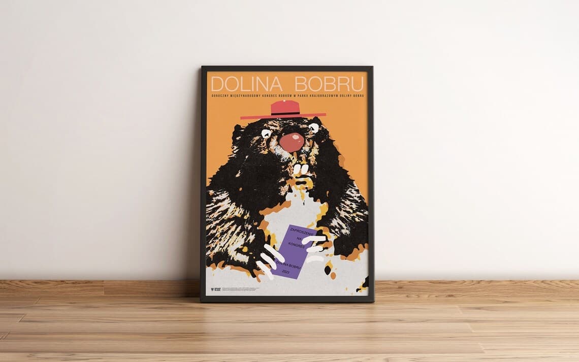 Plakat Dolina Bobru, doroczny międzynarodowy kongres bobrów w parku krajobrazowym Doliny Bobru, plakat turystyczny, Dolny Śląsk, 50x70 cm, aut. J. Zasada, Jakub Zasada - 68270