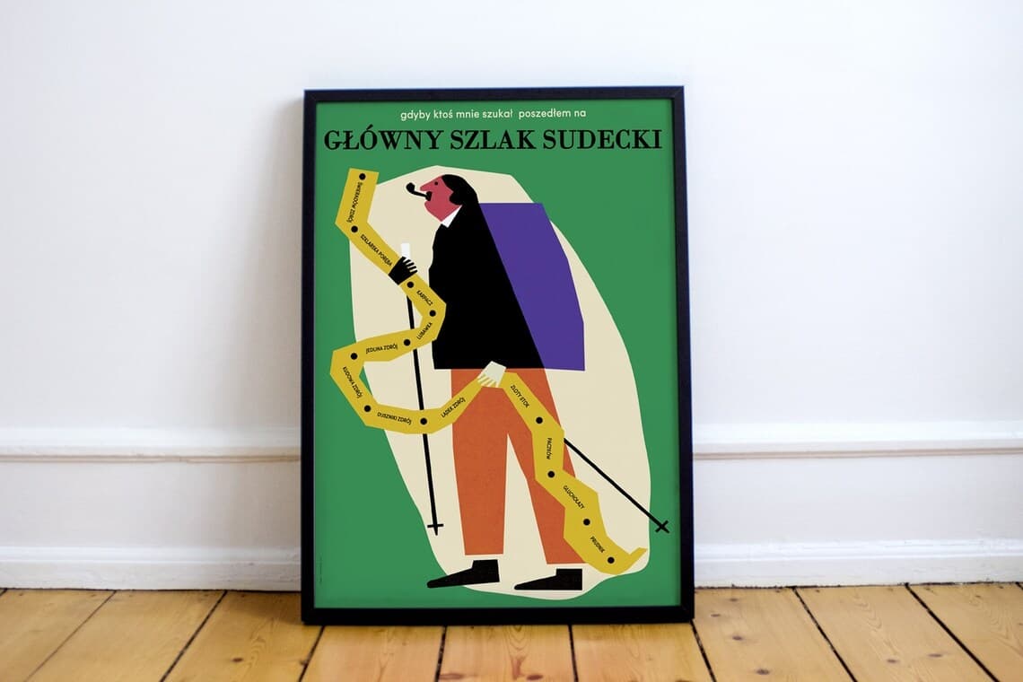 Plakat Gdyby ktoś mnie szukał, to poszedłem na Główny Szlak Sudecki, plakat turystyczny, Dolny Śląsk, 50x70 cm, aut. J. Zasada, Jakub Zasada - 68267